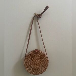 Brown Woven Crossbody basket purse